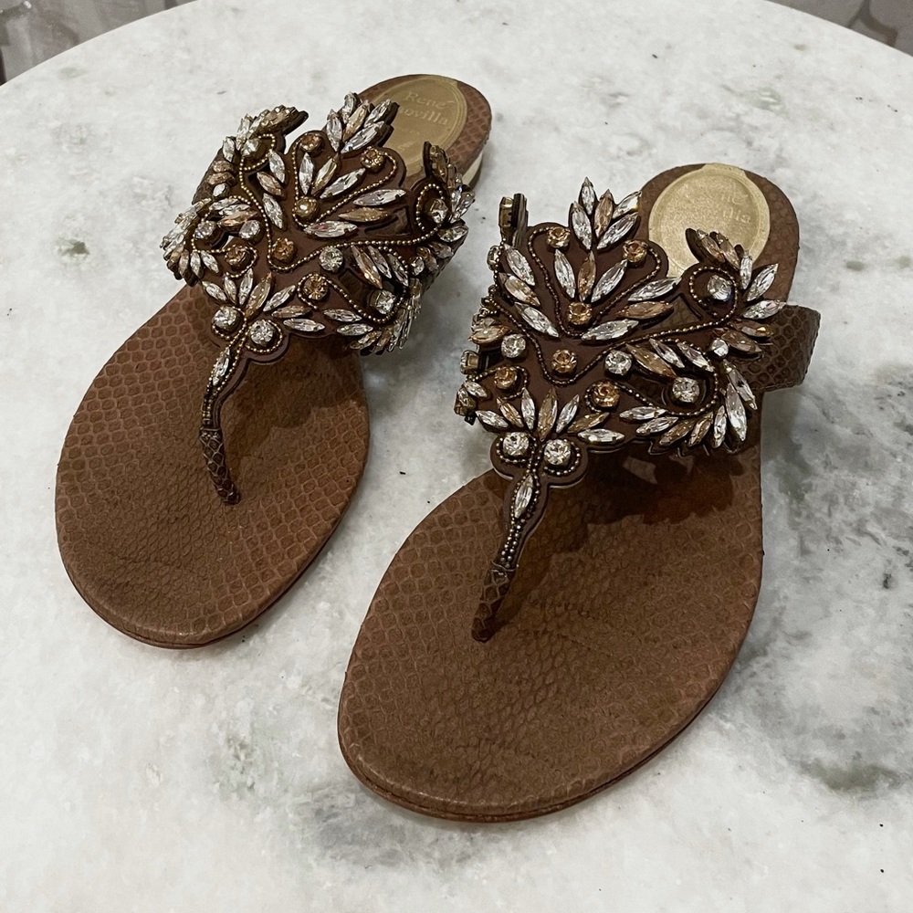 Rene Caovilla Brown Ayer Stones Sandals